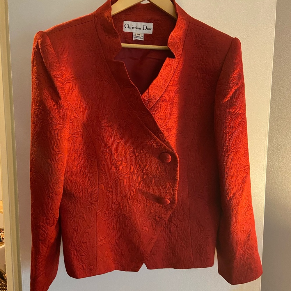 Dior Textured Scarlet Skirt Set